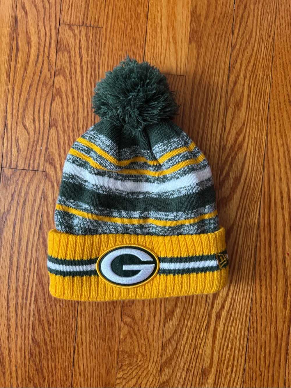 NFL Green and Gold Striped Pom Beanie